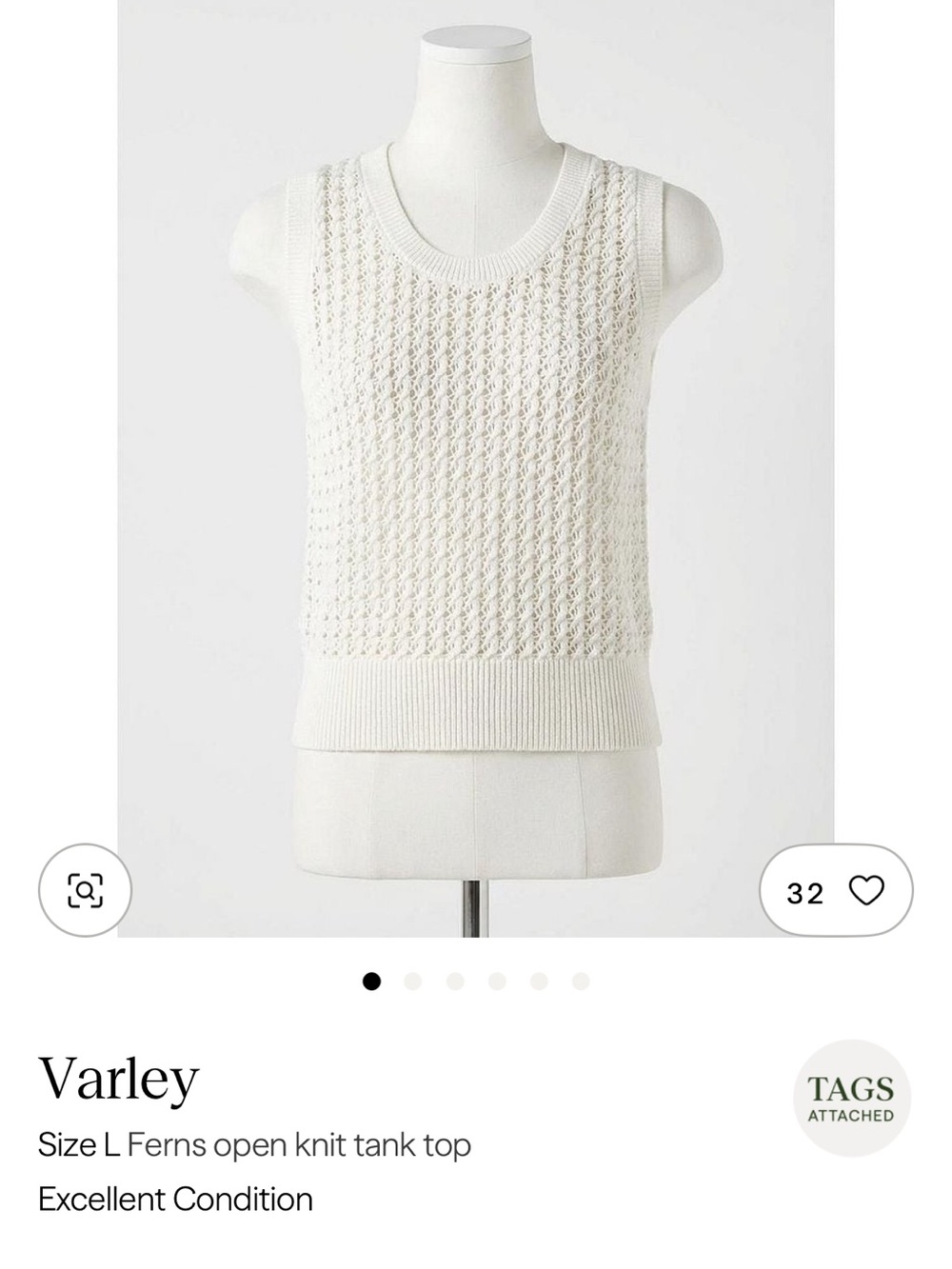 NWT Varley Ferns Open Knit Tank - size large - Picture 5 of 7
